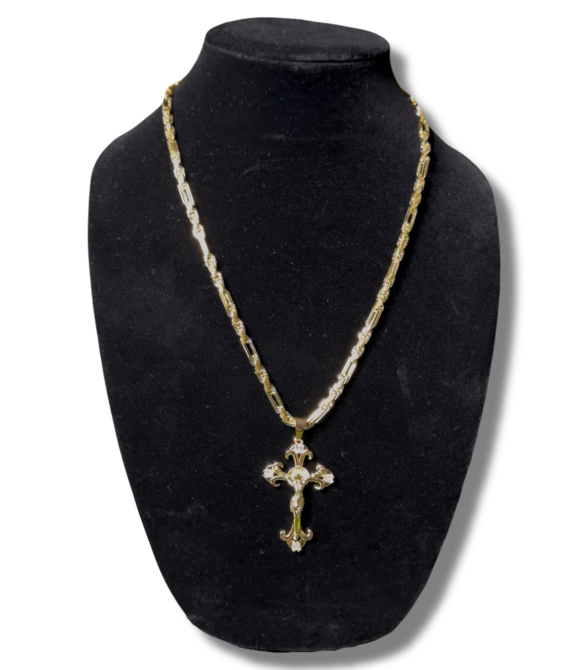 5mm Gold Filled 24 Inch Milano Rope Chain + 2 inch Cross Pendant