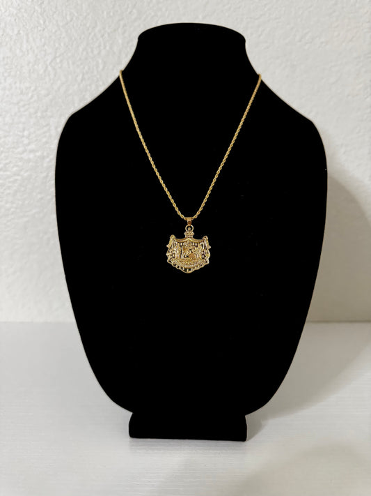 2.5mm Rope Chain With Gold Hawaiian Coat Of Arms Pendent