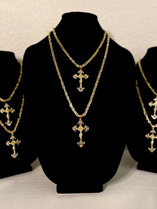 5mm Milano Rope Chain With Gold INRI Cross Pendent