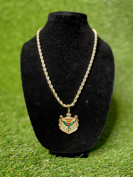 6mm 24 inch Rope chain with 2 inch Kanaka Maoli Coat Of Arms Pendant