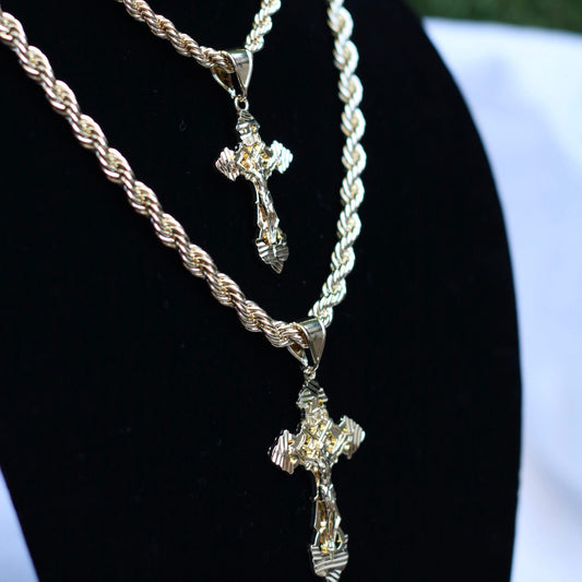 6mm Rope Chain (24Inch) w/ 2.5 Inch INRI cross pendant