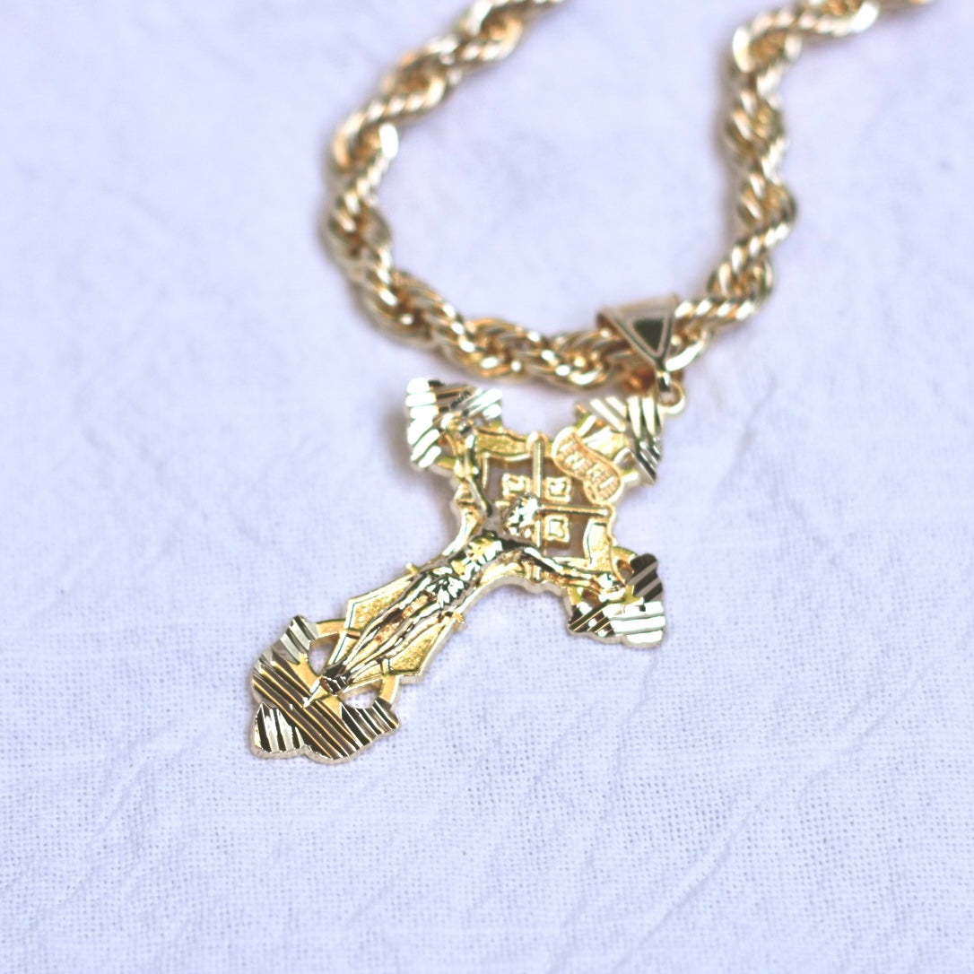 6mm Rope Chain (24Inch) w/ 2.5 Inch INRI cross pendant