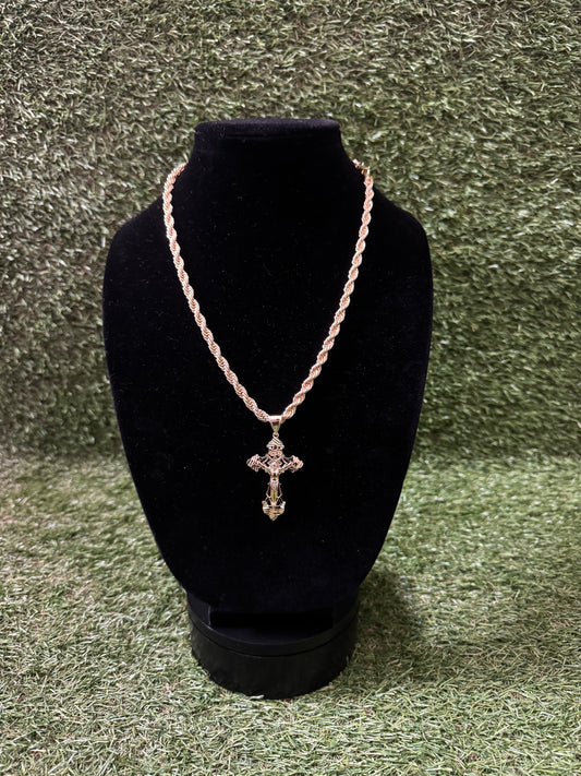 6mm Rope Chain (24Inch) w/ 2.5 Inch INRI cross pendant