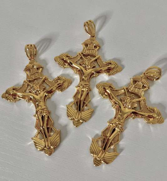 14k Gold Plated 4inch INRI Pendant